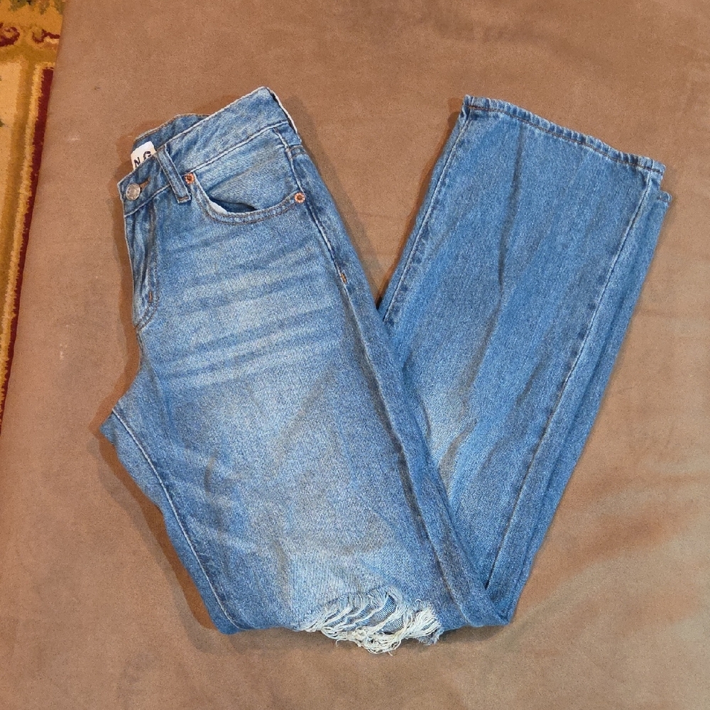 Stylish Blue Straight Leg Jeans